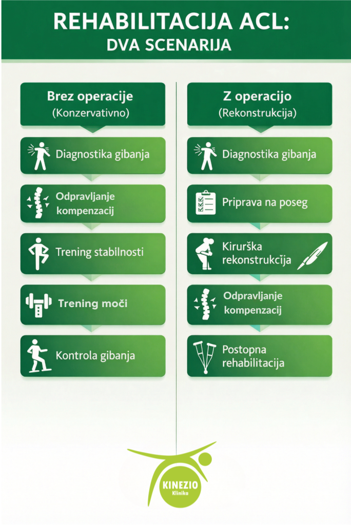 Rehabilitacija ACL: brez operacije in z operacijo